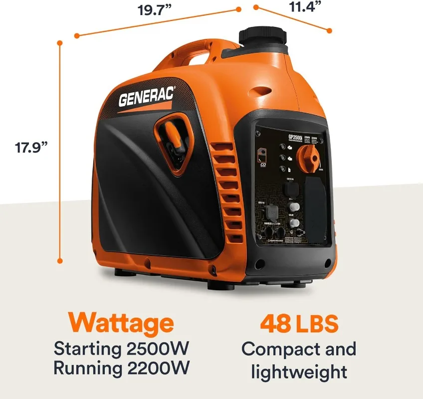 GP2500i 2,500-Watt Gas Powered Portable Inverter Generator Compact and Lightweight Design Produces Clean Stable Power