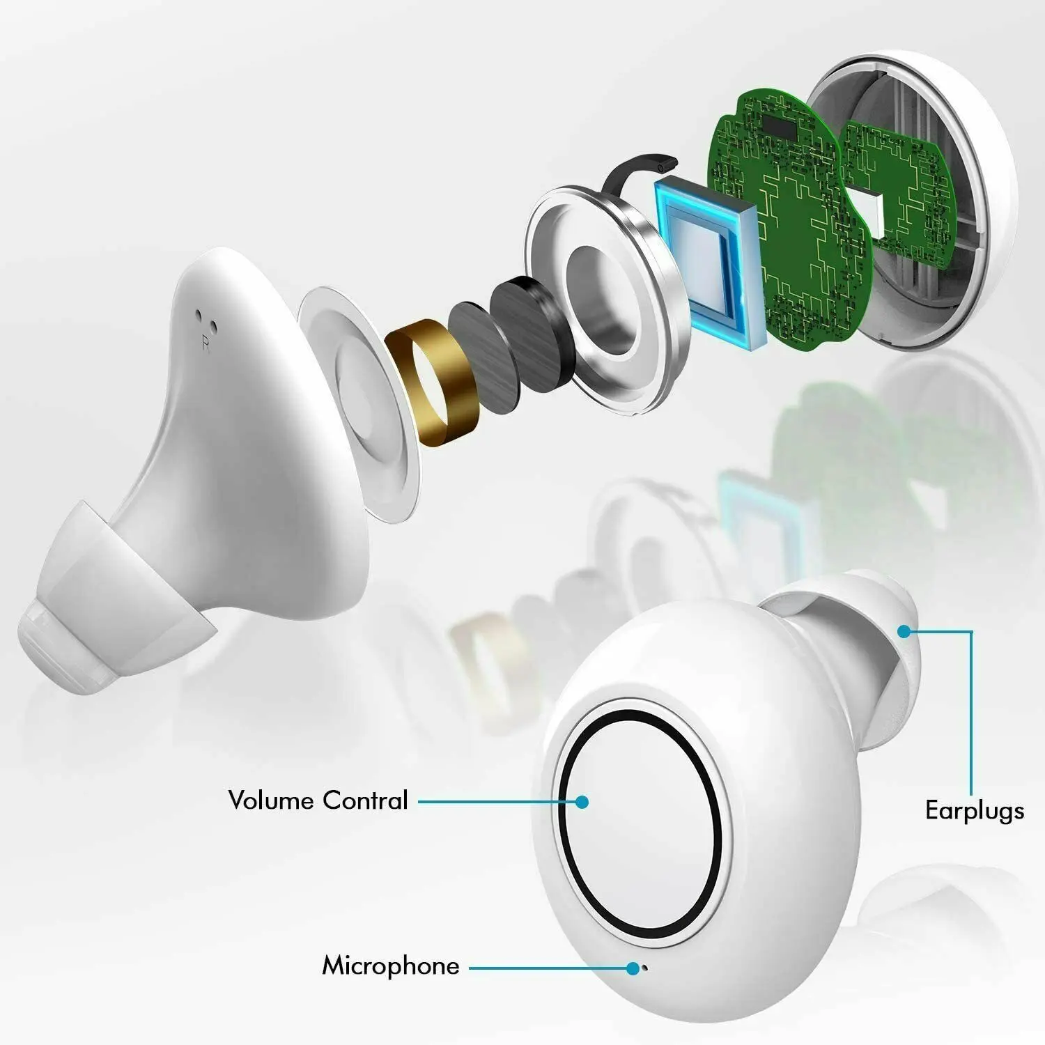 JINGHAO Rechargeable Hearing Aids Digital Hearing Amplifier In Ear Enhancer Voice Hearing Loss for Eldly White 6