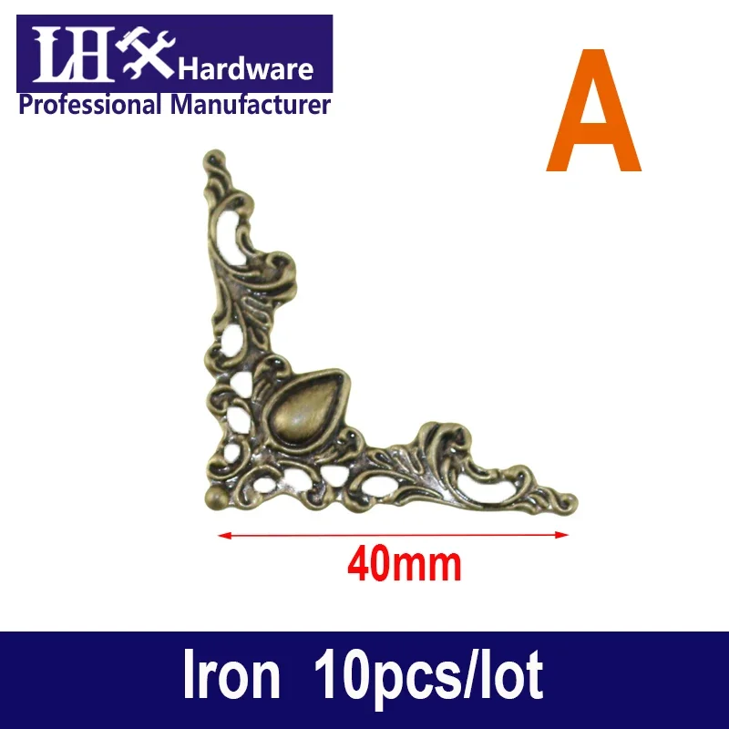 Antique Zinc Alloy Jewelry Gift Box Wood Case Furniture Decorative Corner Protector 10pcs/lot YP96 G