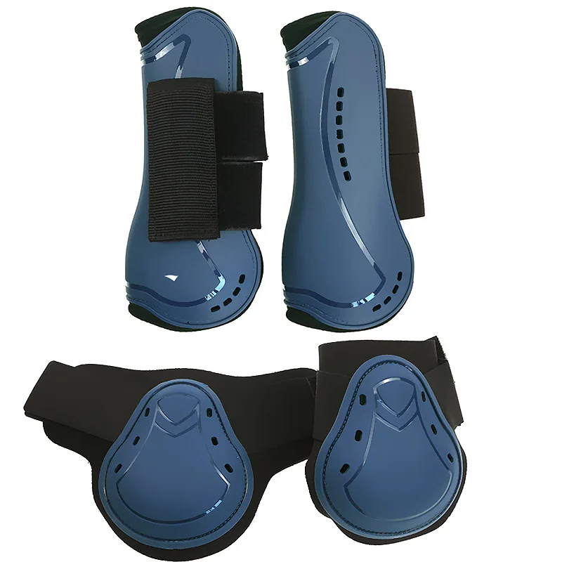 Horse Protection Leg Guard Boots Front Hind Leg Boots Adjustable PU Shell Wrap Protective Boots Horse Fly Leg Guards Set 3