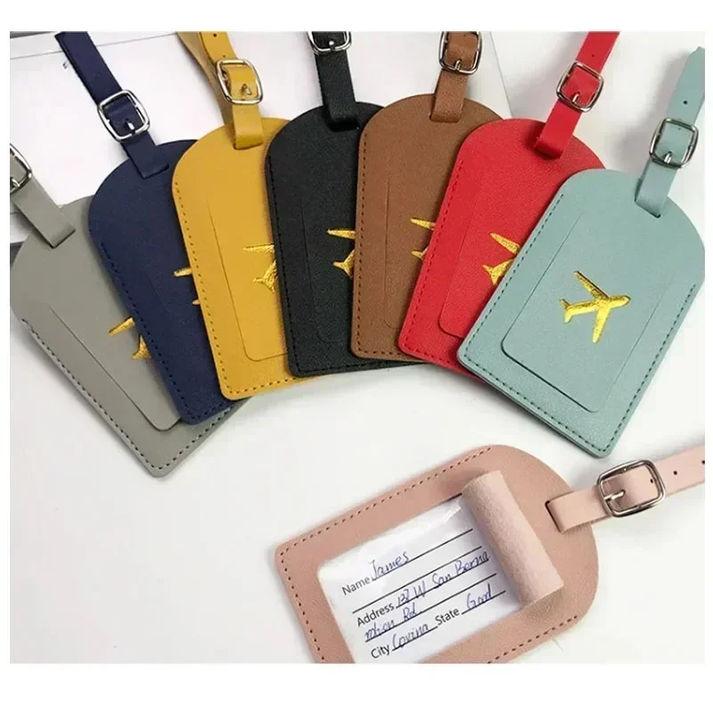 Etichetta per indirizzo valigia Custodia per imbarco per bagagli Etichetta per bagagli da lavoro in pelle stampata Etichetta Nome ID Indirizzo Clip Accessori da viaggio