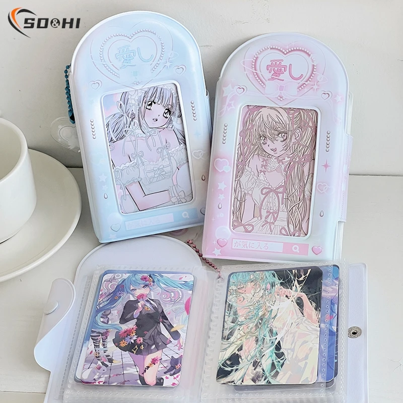 Blue Pink Hollow Photo Album 3 Pollici Kpop Idol Photocard Holder Cartoon Pendant Mini Instax Photos Collect Book Pictures Storage