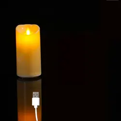 Flameless LED Rechargeable Dancing Flame Pillar Candles with USB Charging (1 pcs 15 cm height)