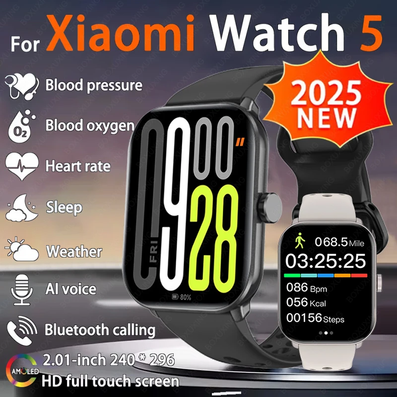 Global Version Watch 5 For Xiaomi Men Women HD AMOLED Display Heart Rate Bluetooth Call Waterproof Sports GPS Track Smart Watch