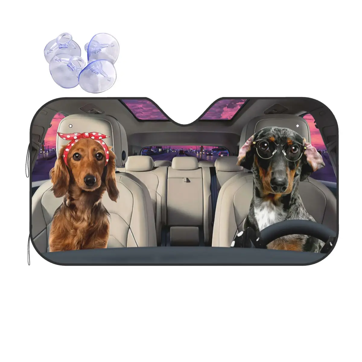 DachshundDriverWindshieldSunshadeAnimalsDogFashionCoverFront