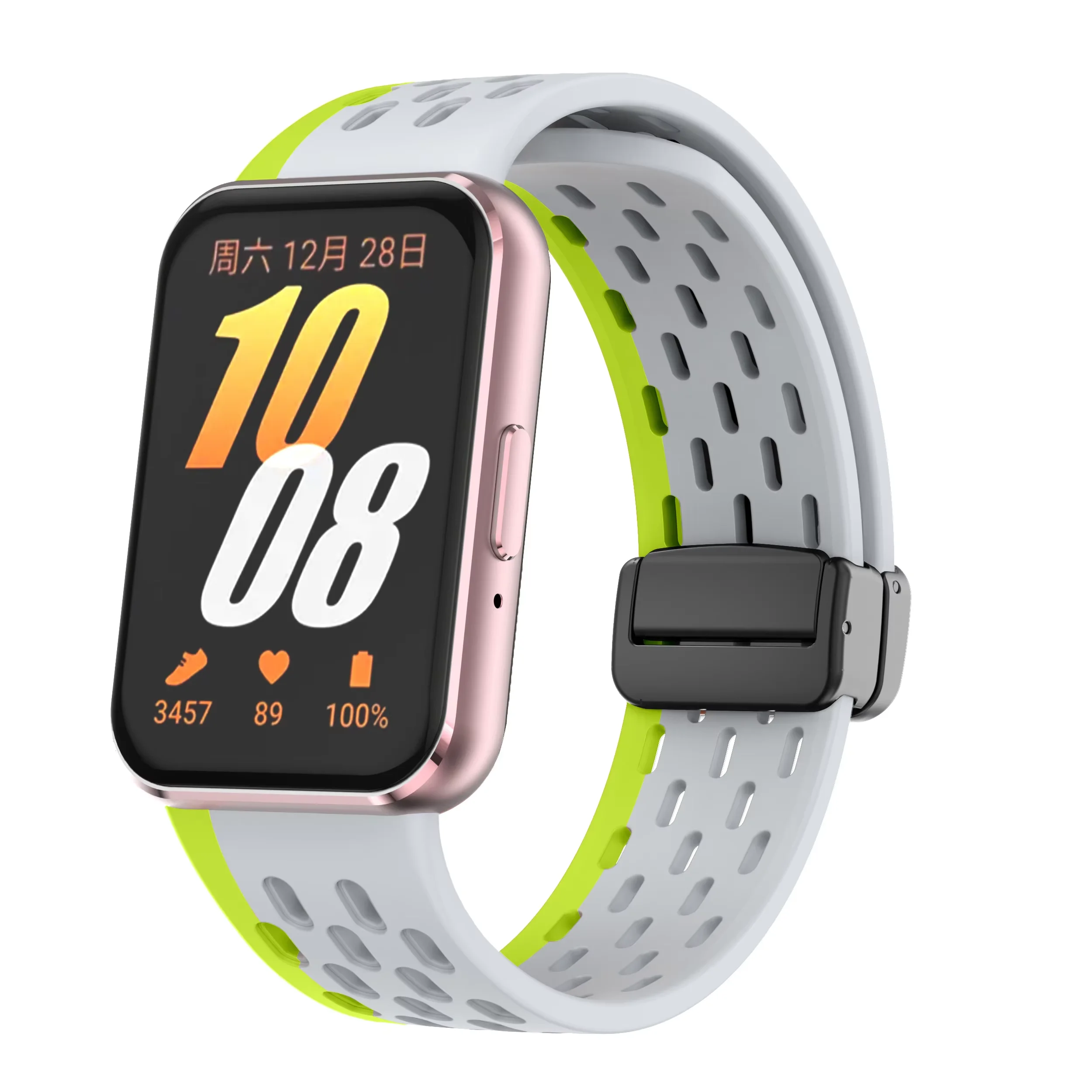 Breathable Mesh Magnetic Silicone Strap with Black Buckle