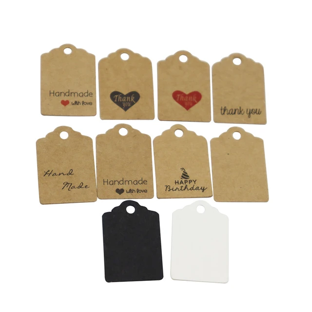 Etiquettes Vintage en papier Kraft 100  Fait à la main avec amour,  étiquettes cadeaux pour mariage - AliExpress