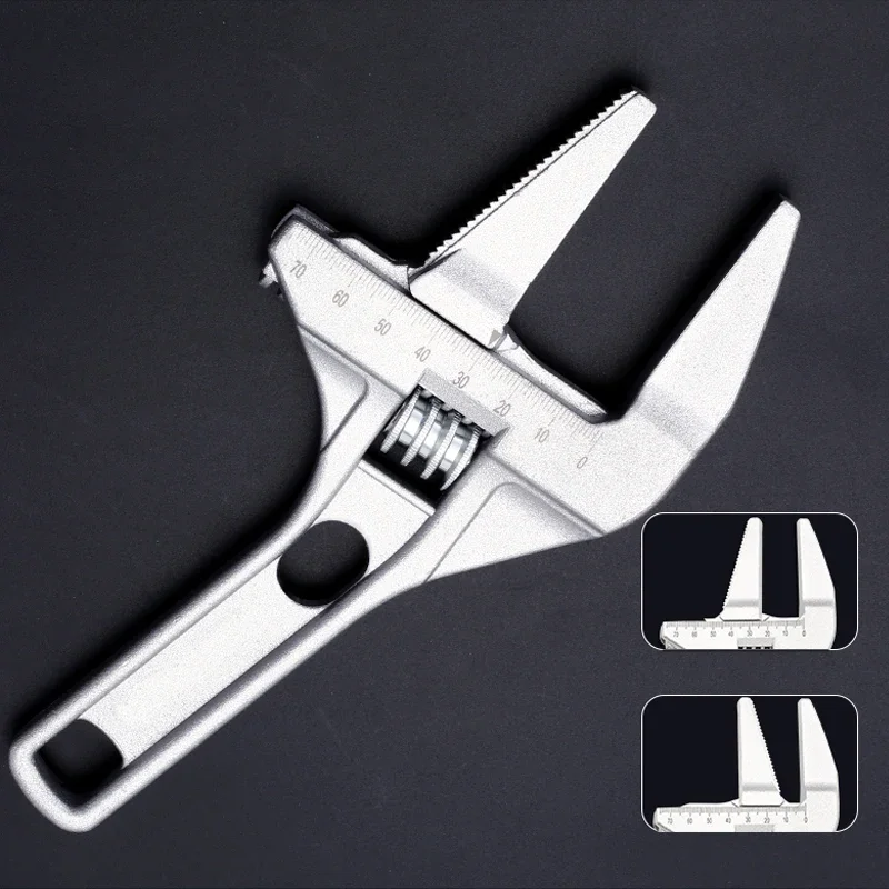 Multi-function Adjustable Wrench Aluminium Alloy Large Open Wrench Universal Spanner Repair Tool for Water Pipe Screw Bathroom 6
