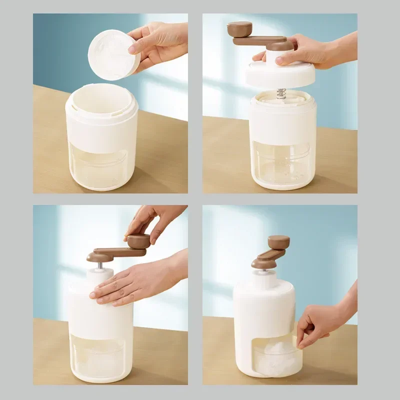Manual Ice Crusher 1/2/4PCS Shaved Ice Machine Manual Snow Cone Machine Portable Hand Crank Ice Crusher Free Cube Tray Kitchen Tool