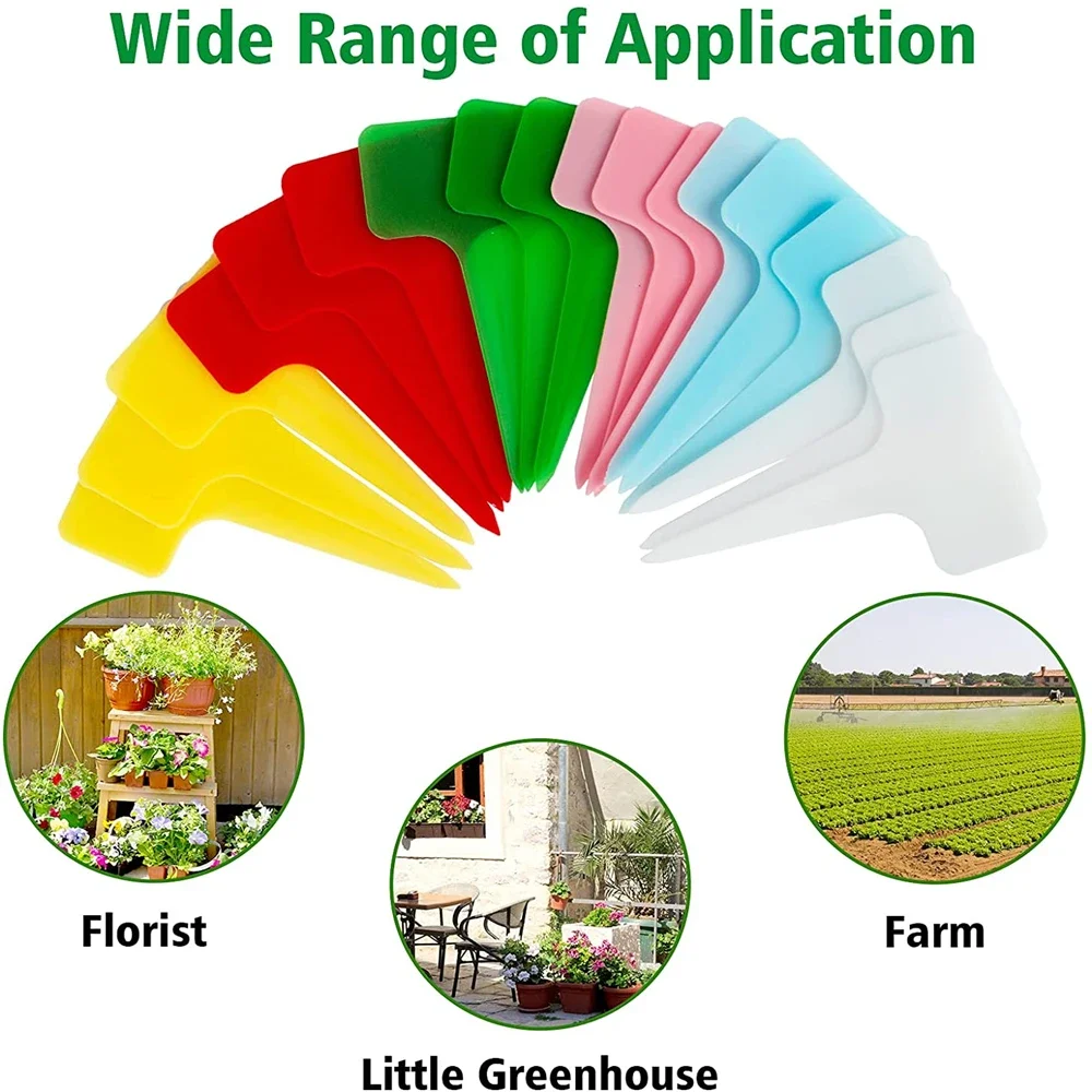 T-Shape Plastic Plant Markers 50/100Pcs with Pen