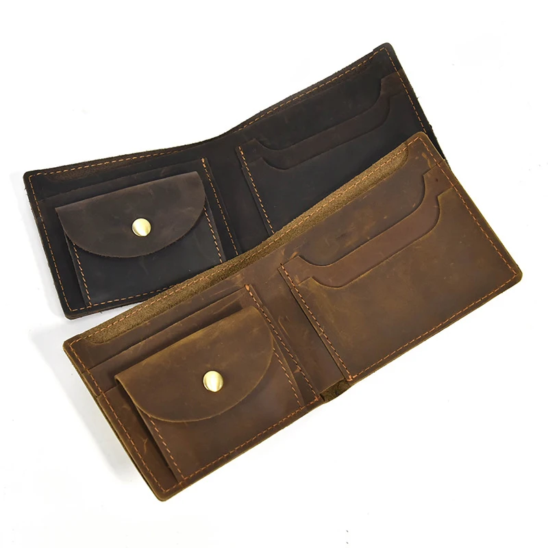 RetroGenuineLeatherMensWalletwithCoinPocketZipperItalian