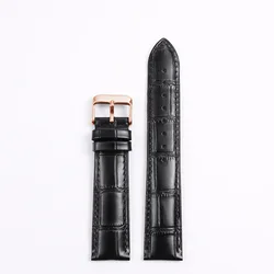 Premium Genuine Calfskin Leather Watch Band - Quick Release Strap - 22mm (Black rose)