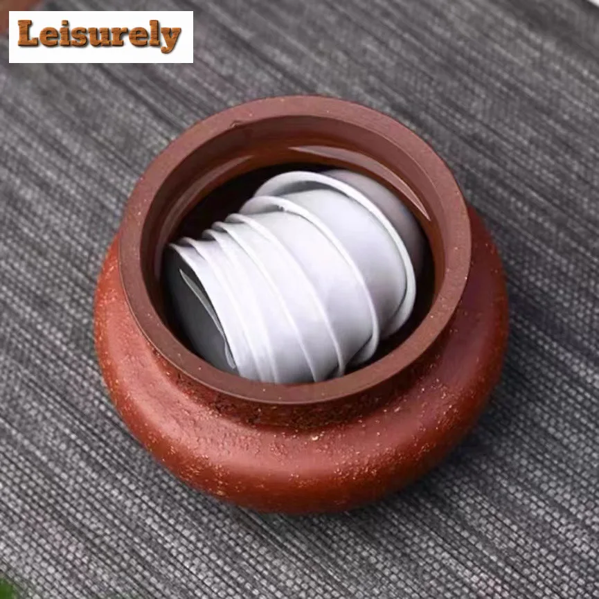 430ml Boutique Yixing Purple Clay Tea Washing Basin Handmade Raw Ore Coarse Sand Clay Tea Residue Barrel Jianshui Ceremony