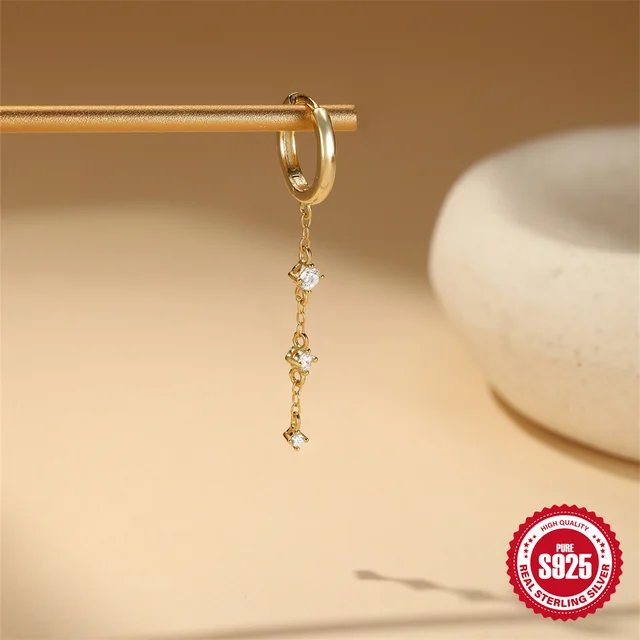 ROXI S925 argent Sterling quatre griffes Zircon chaîne gland boucles d'oreilles pour femme mode Piercing boucle d'oreille de luxe de haute qualité