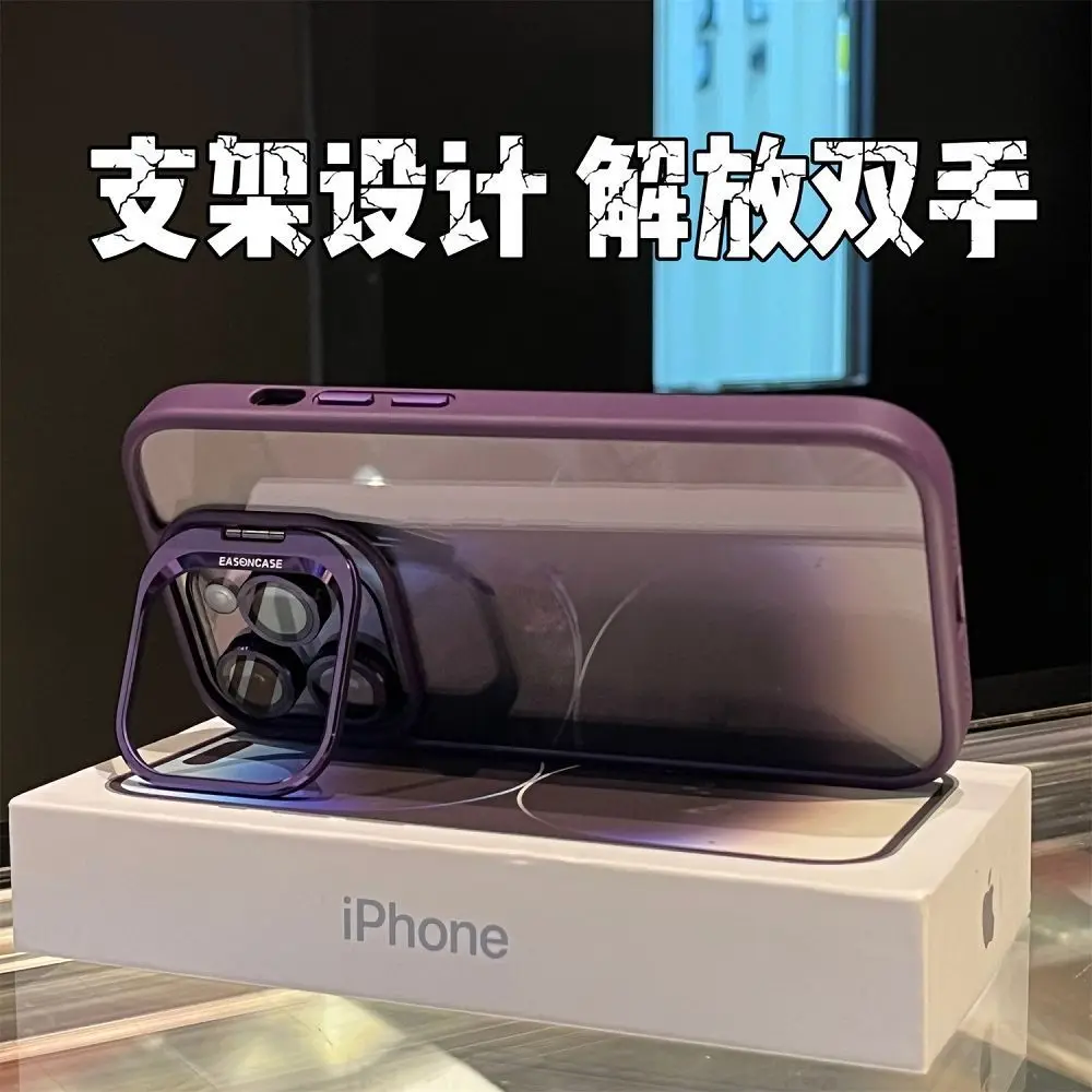 High Transparency 15promax Case with Stand Lens Cover iPhone 14 with Lens Film 13 Anti-Shock 11 15promax 14promax 13promax 12pro