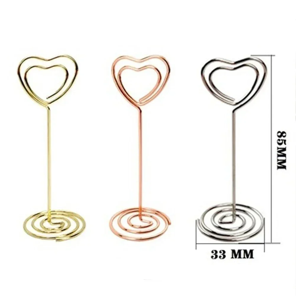 10PCS Heart Shape Metal Memo Holder Table Placecard Holder Photo Clip Card Holders Clip Table Number Stand Wedding Desktop Decor