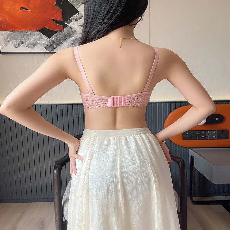 Japanese small flower girl bra, chest gathering thin bra - AliExpress