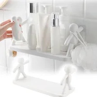Cosmetic Toilet Organizer Home Kitchen PP Plastic Rack Self-adhesive Shampoo Shelves Shower Towel Rack for Bathroom Kitchen Room 1