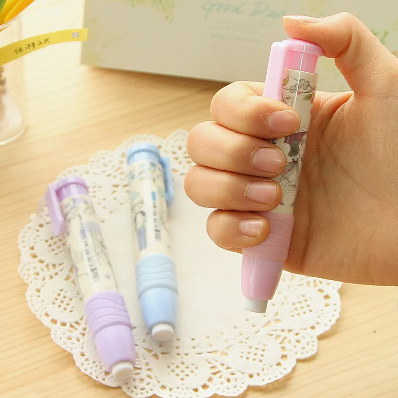 

Fashion Students Pen Shape Eraser Rubber Kid Gift Toy Cute Drawing School Supplies Push Type Kawaii Korean Stationery