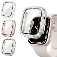 Coque en verre et diamant pour Apple Watch, 46mm 40mm 44mm 41mm 42mm 45mm, protection antichoc brillante, iWatch série 11 10 9 SE 7 8 1