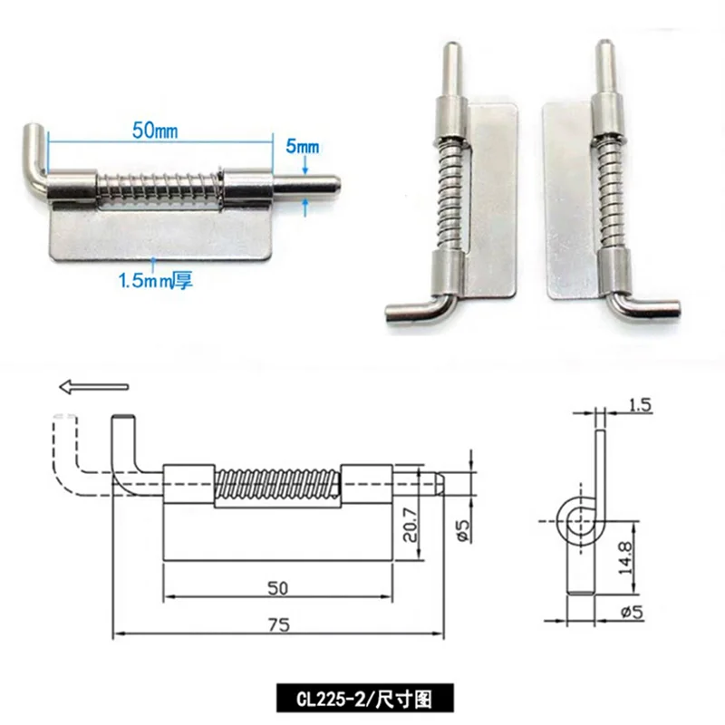 Description Picture 3 of itemGarage Door Lock Latch Spring Latch Stainless Steel Spring Bolts Latches Security Electric Cabinet Box Door Latch Cabinet Hinges