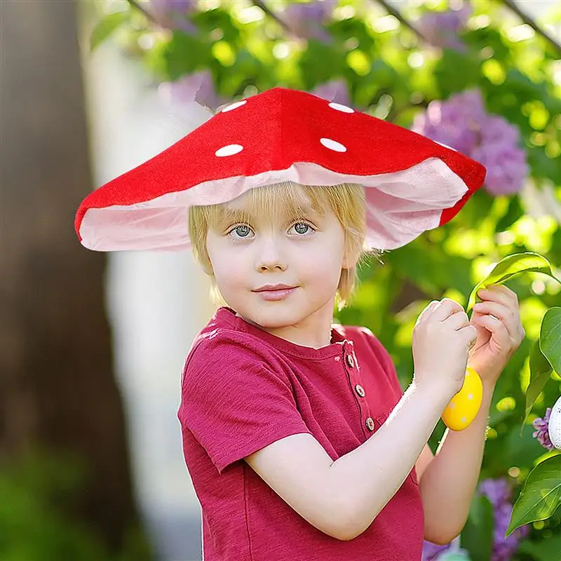 Mushroom Hat Costume Cosplay Party Plush Beret Red Decor Accessory Funnycap Hats Headwear Shaped Cartoon Cottagecore Caps