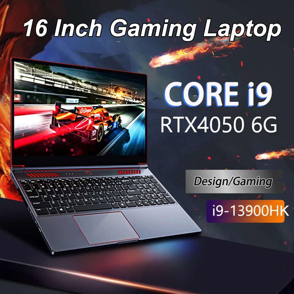 16Inch Gaming Laptop Computer Notebook RTX4050 6G Intel Core i9-13900HK Windows11 RAM Max 64GB DDR5 1