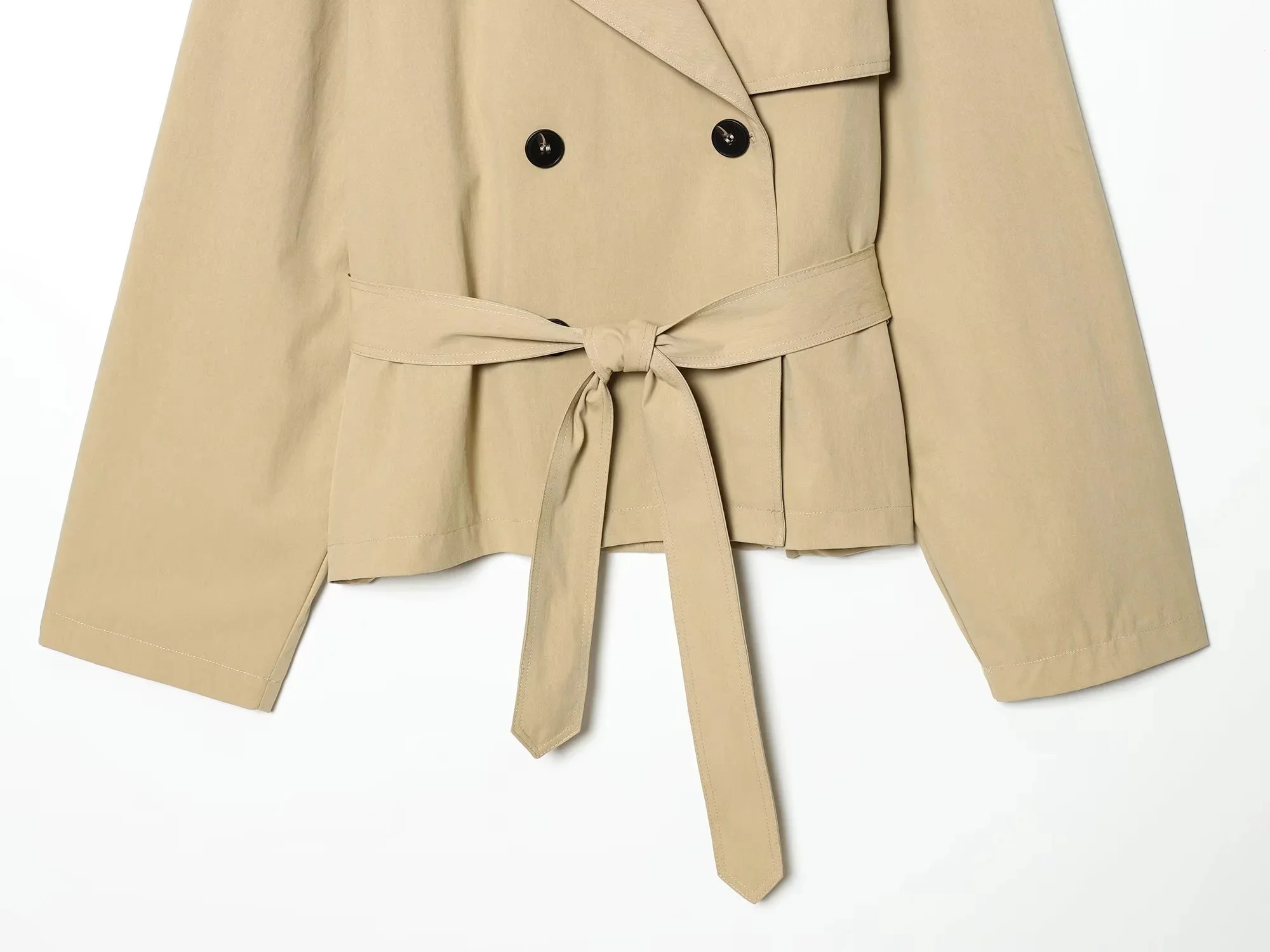 KONDALA Eleganter Freizeit-Trenchcoat für Damen, Kurz, Zweireihig mit Gürtel, Modischer Mantel für Frühling/Sommer 2026, Büro-Trenchcoat – Detail 7