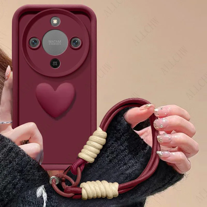 For Honor Magic Lite Series Protective Phone Case with Heart Hand Strap and Shockproof Design