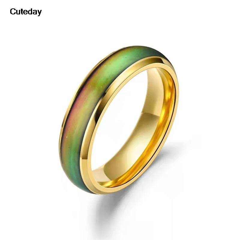 Vibrant Stainless Steel Mood Ring – Color-Changing Emotion Jewelry