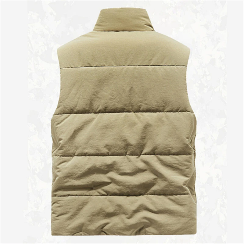 2024 New Men's Cargo Vest Winter Thick Fleece Warm Sleeveless Jacket Solid Color Tactical Coat Men Pockets Work Waistcoat 6XL