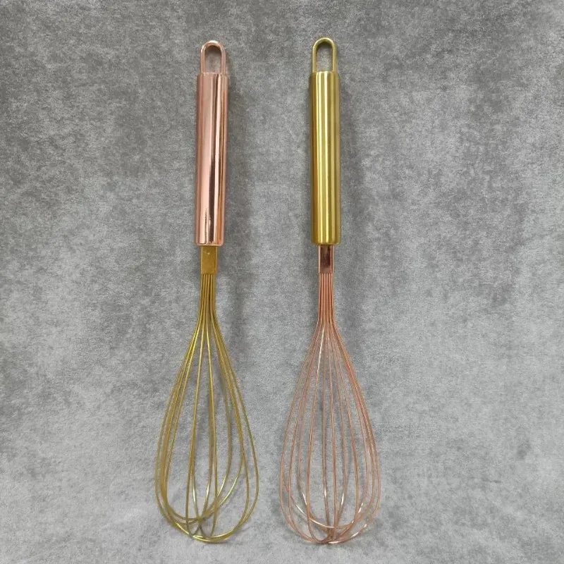 Egg Beater Gold Stainless Steel 1Pcs Hand Whisk Egg Mixer Baking Cake Tool