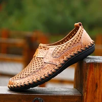 2025 New Men's Knitted Loafers Fashion Ethnic Style Casual Running Shoes Comfortable Lightweight Breathable Men's Cloth Shoes