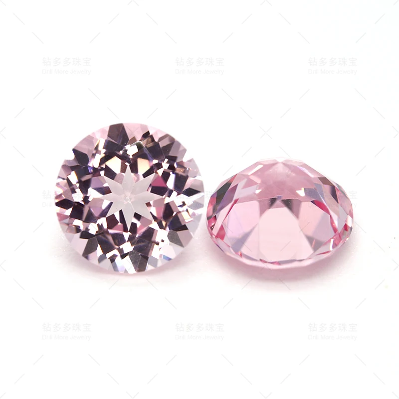 Artificially cultivated round pink sapphire synthetic pink sapphire loose stone ring necklace earrings women's jewelry custom