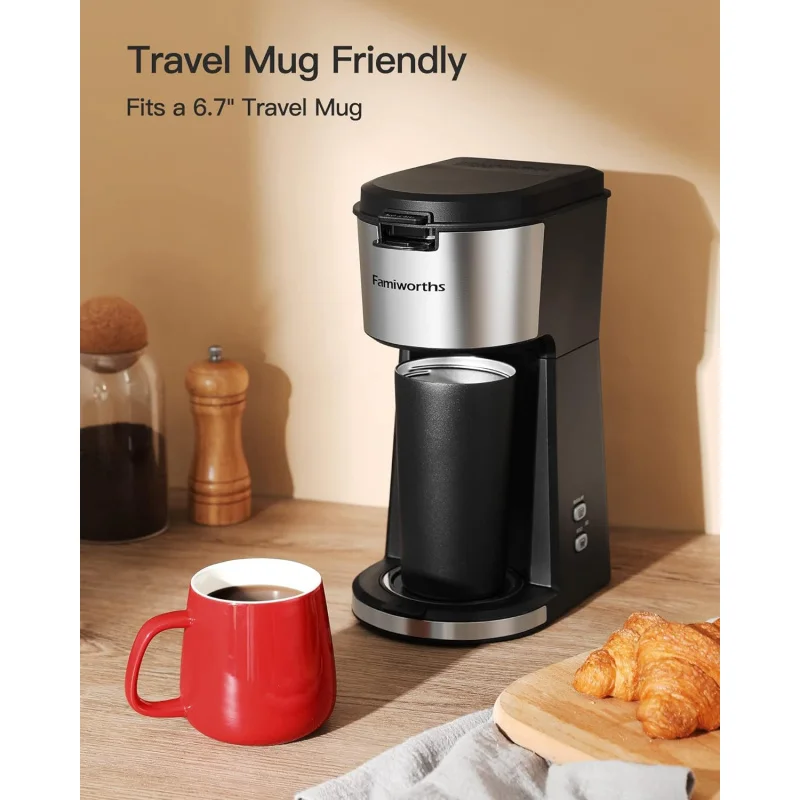 Single Serve Coffee Maker for K Cup & Ground , With Bold Brew, One , 6 to 14 oz. Sizes, Fits Travel M