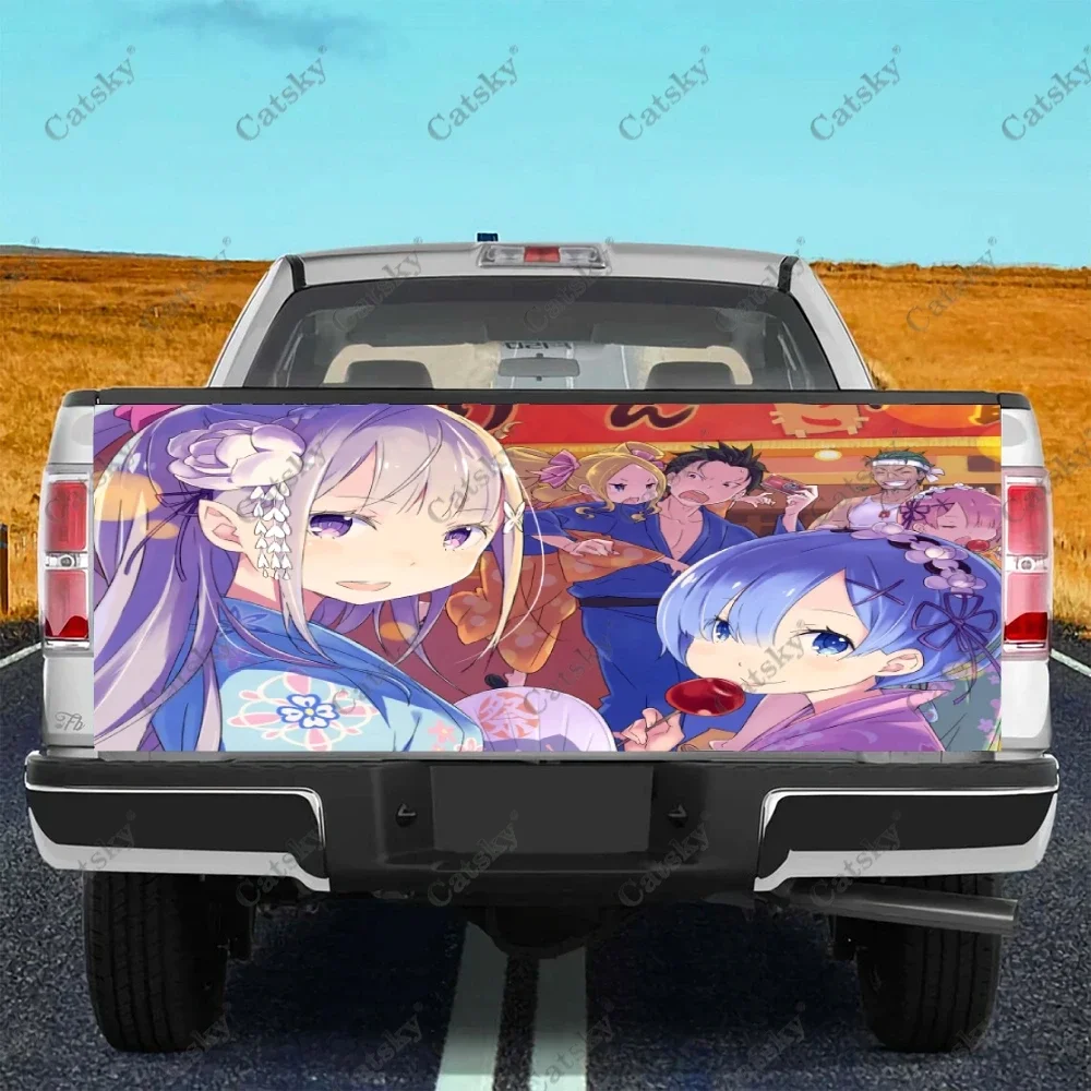 

Anime Re ZERO ALL Truck Tailgate Wrap Professional Grade Material Universal Fit for Full Size Trucks Weatherproof Car Wash Safe