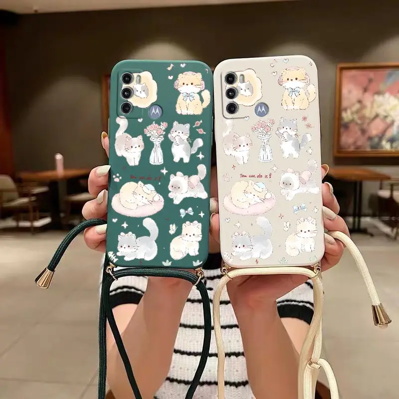 G60 Delicate Kitten Lanyard Silicone Phone Case Cover