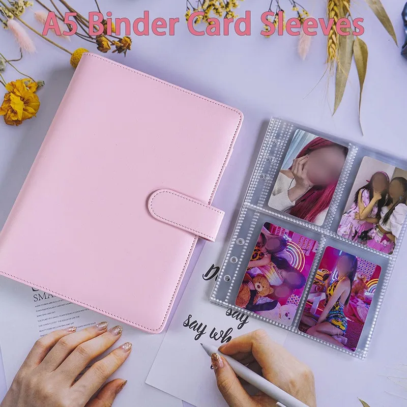 Kpop Photocard Binder A5 25 pages 4-Pocket Card Collector Album 200 Card Slots PU Leather Cover Organizing Cards