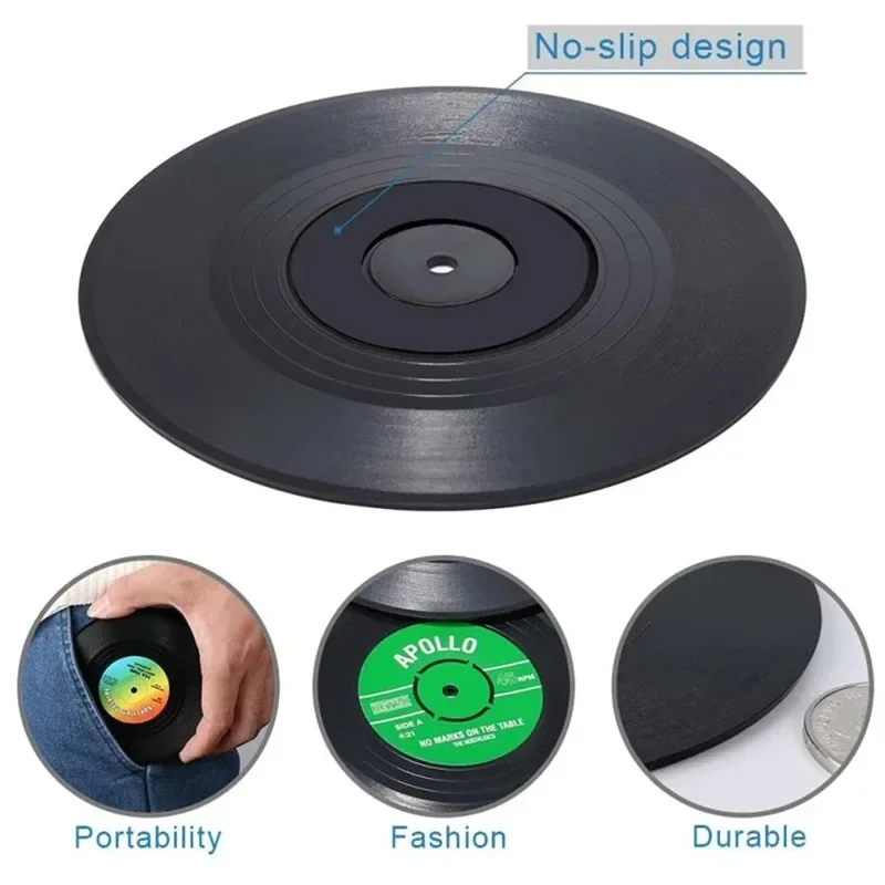 Non-slip Coasters Coaster Set Heat-resistant Tea Vinyl Coffee Cups Mats Record Mat Cup Drink Music Table Drinkware Kitchen Bar