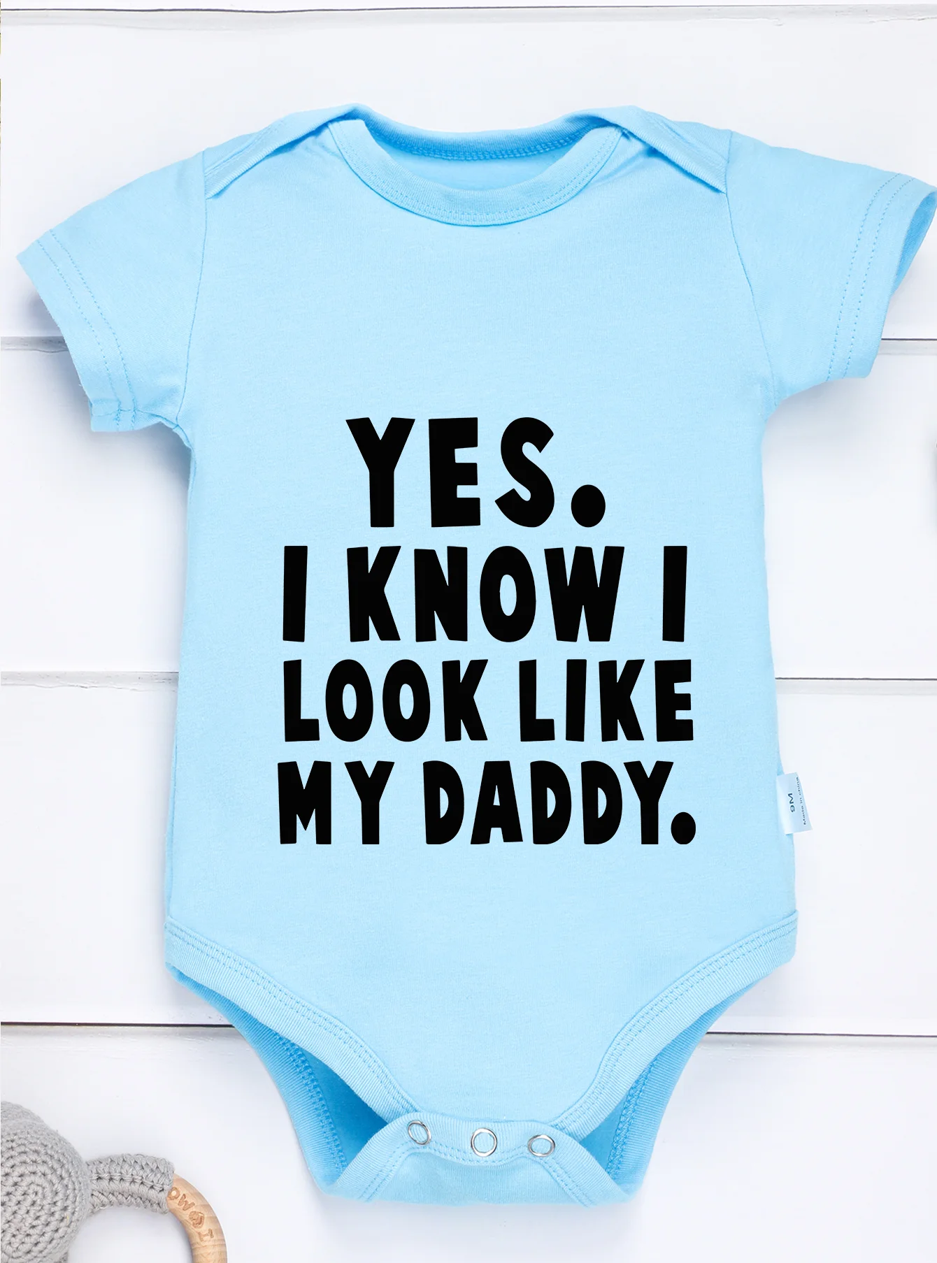Short Sleeve Toddler Romper Infant Jumpsuit Newborn Baby Girl Boy Clothes Bodysuit Yes I Know Look Like My Daddy Print Onesie 5