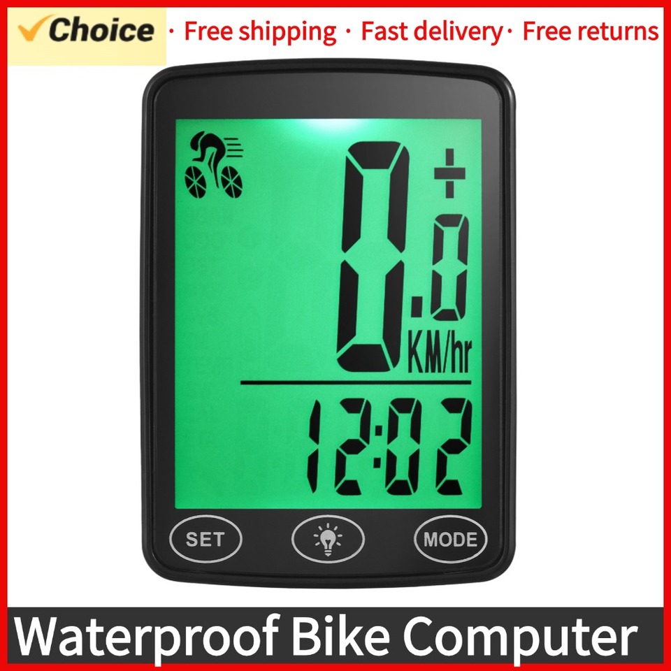 Waterproof Bike Computer with LED Backlight Bicycle Speedometer Odometer Calorie Counter and Temperature Display