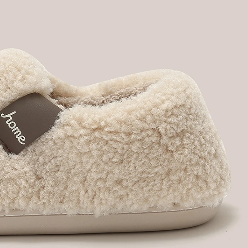 Winter Keep Warm Home Cotton Slippers Women Comfortable Bag Heels Non Slip Fluffy Slippers Woman Soft Sole Non Slip Plush Slides