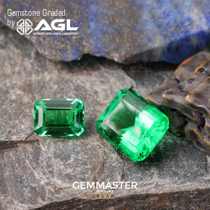 Emerald Cut Lab Grown Emerald VVS VS Green Gemstone Colombia Color Hydrothermal Lab With Certificate