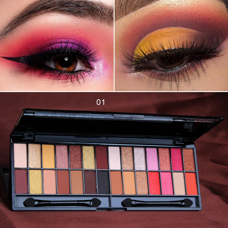 

HEALLOR 28 Color Makeup Eyeshadow Palette with Brush Matte Pigment Eye Shadow Powder Metallic Glitter Make Up Cosmetic TSLM2