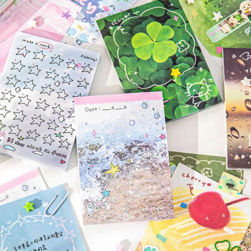 60 Sheets Cute Japanese Y2K Memo Pads Girls Message Paper Journal DIY Base Material Notepad School Stationery 4