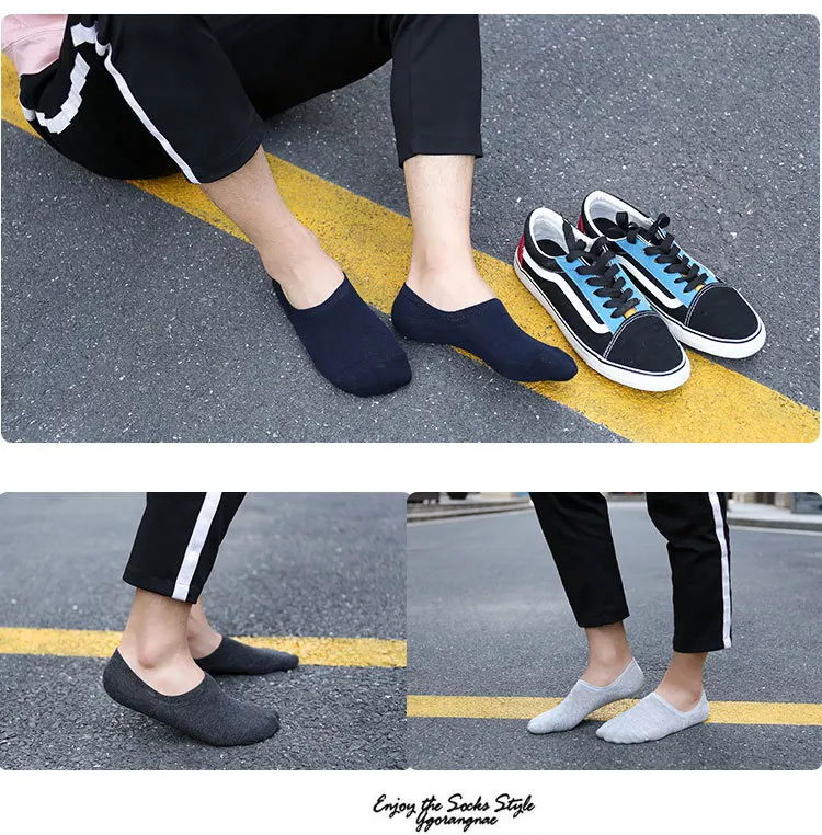 5 Pairs Unisex Invisible Boat Socks Summer Breathable Plain Color Soft Ankle Socks Casual Business Sport No-Show Socks