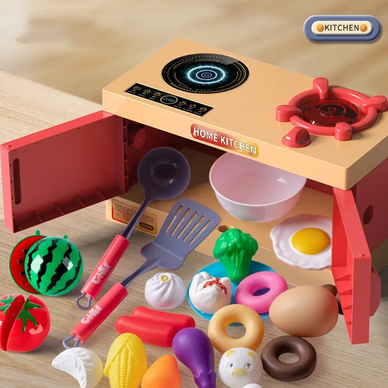 33Pcs/set Kids Kitchen Toy Set for Boys and Girls Cooking At Home Simulation Kitchenware Stove Birthday Gift Children Kitchen