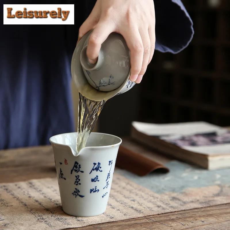 150ml Hand-painted Calligraphy Gaiwan Zen Grass Wood Gray Plum Tea Lid Set Tea Tureen Tea Maker Cover Bowl Tea Items Ornaments