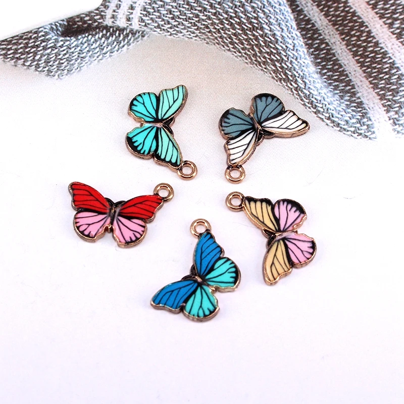 Butterfly Charms Pendant Enamel Metal Small Charms Necklace