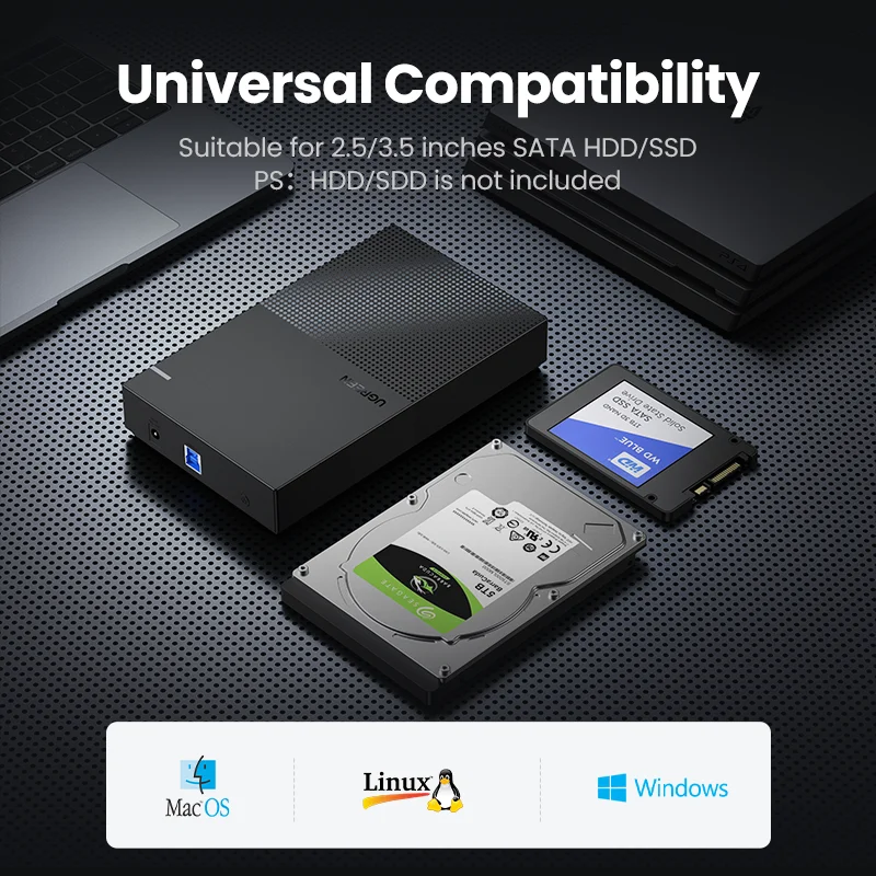 UGREEN HDD Case 3.5 2.5 SATA to USB 3.0 Adapter External Hard Drive Enclosure Reader for SSD Disk HDD Box Case HD 3.5 HDD Case images - 6